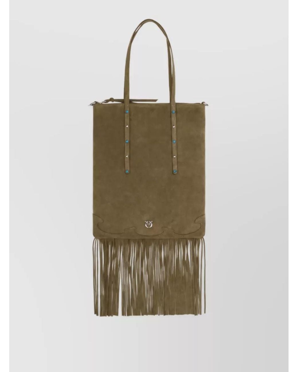 Pinko Green Aika Calf Leather Tote Bag