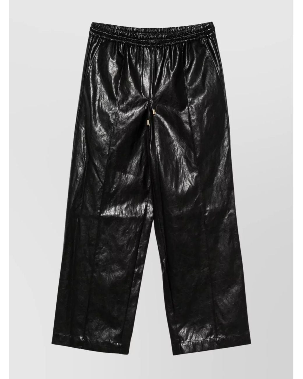 Michael Kors Black Faux Leather Cropped Trousers
