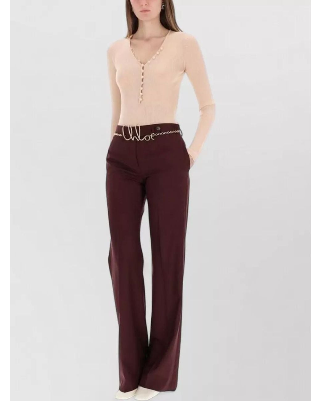Chloé Natural Wool Ribbed Long-Sleeve Sweatshirt