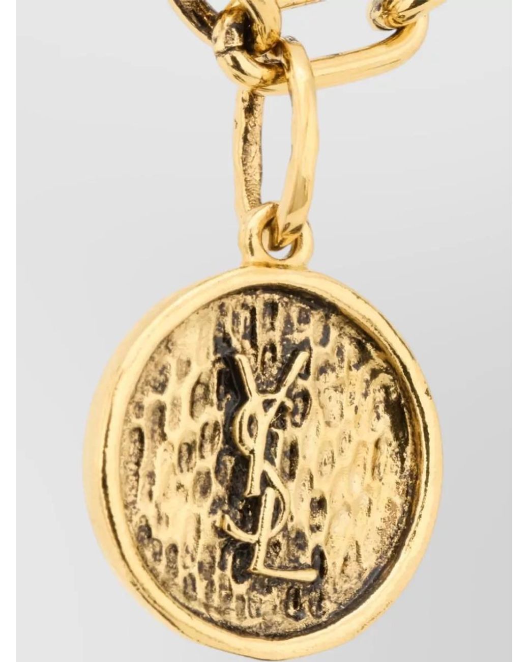 Saint Laurent Metallic Textured Medallion Chain Bracelet