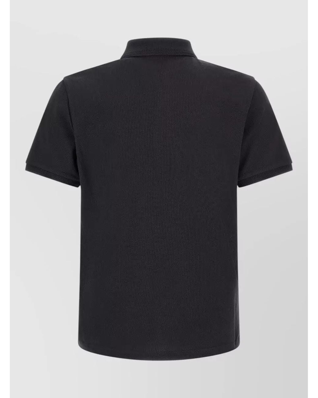 Moncler Black Cotton Piqué Short-Sleeve Polo Shirt for men