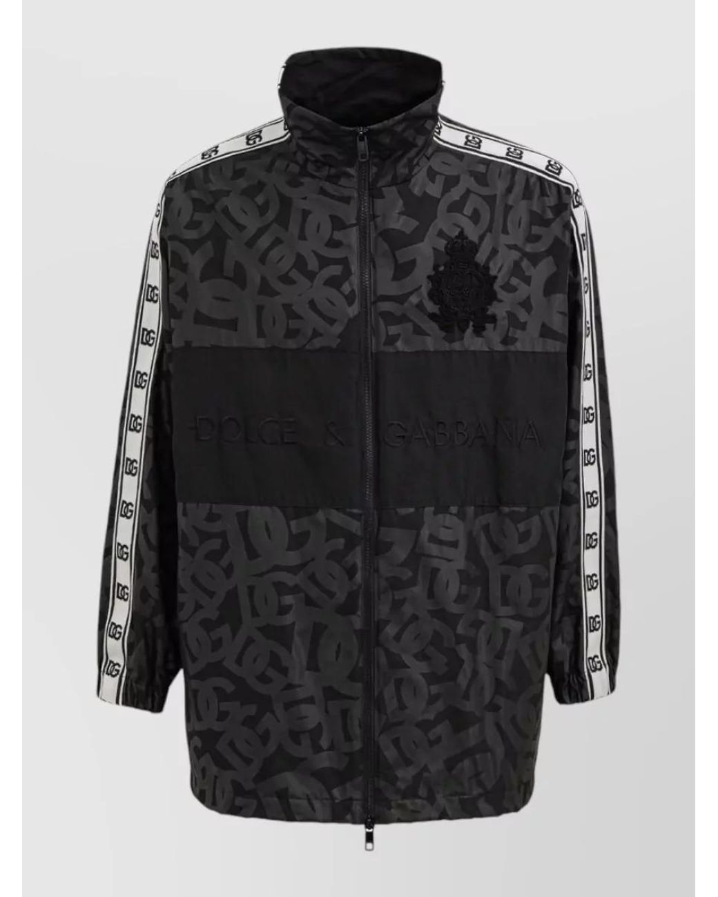 Dolce & Gabbana Black Logo-Print Track Jacket for men