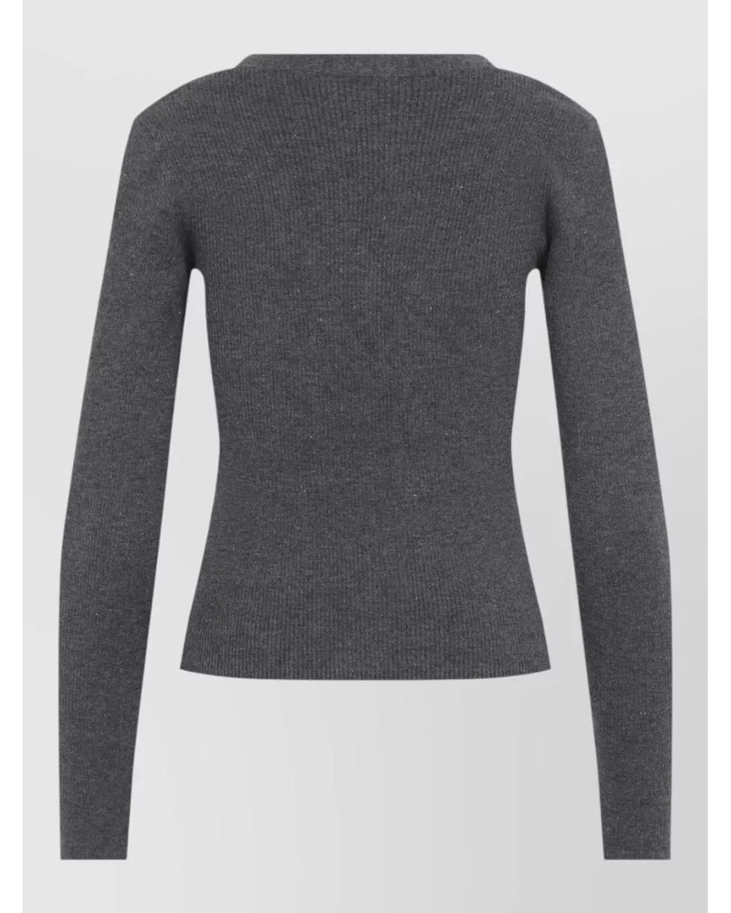 Brunello Cucinelli Blue Cashmere Lurex V-Neck Long-Sleeve Cardigan