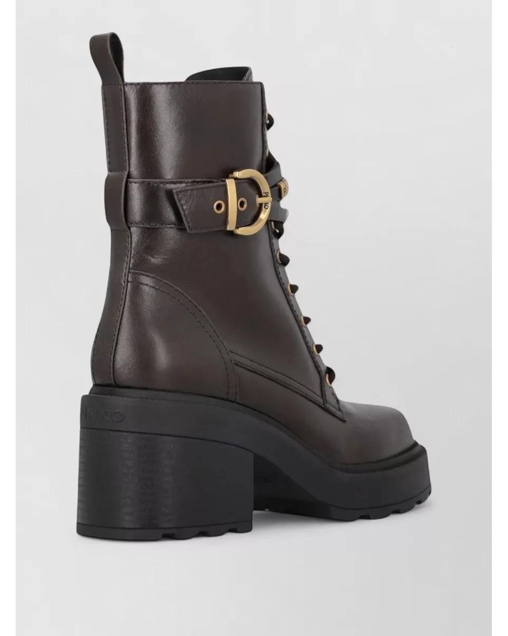 Pinko Black Calf Leather Lace-Up Ankle Boots