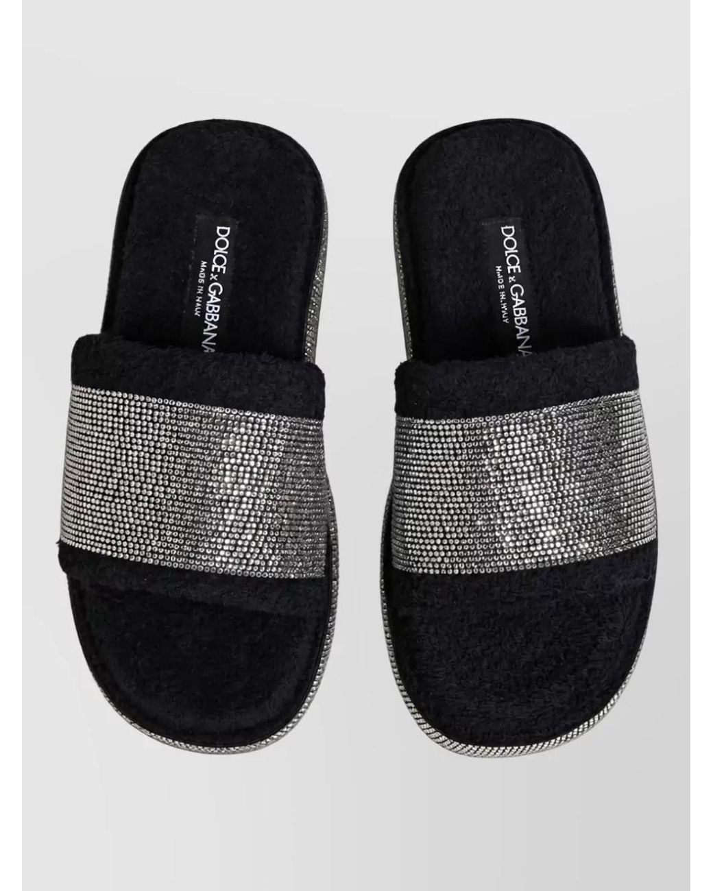 Dolce & Gabbana Black Crystal Embellished Platform Slippers