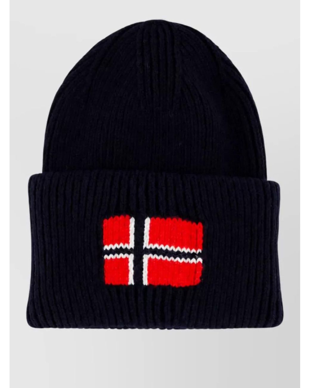 Napapijri Blue Wool Blend Ribbed Beanie for men