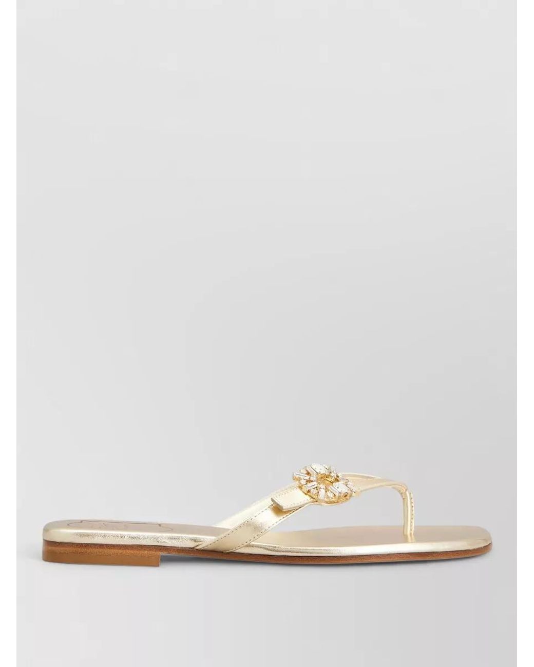 Roger Vivier Natural Leather Crystal-Embellished Slides