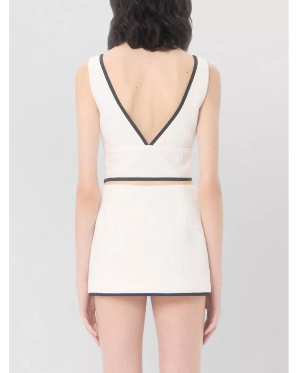 Valentino White Cotton Fitted Skirt