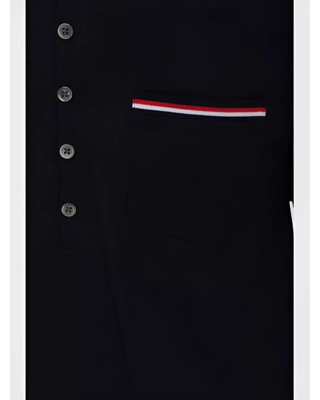 Thom Browne Black Cotton Piqué Short-Sleeve Polo Shirt for men