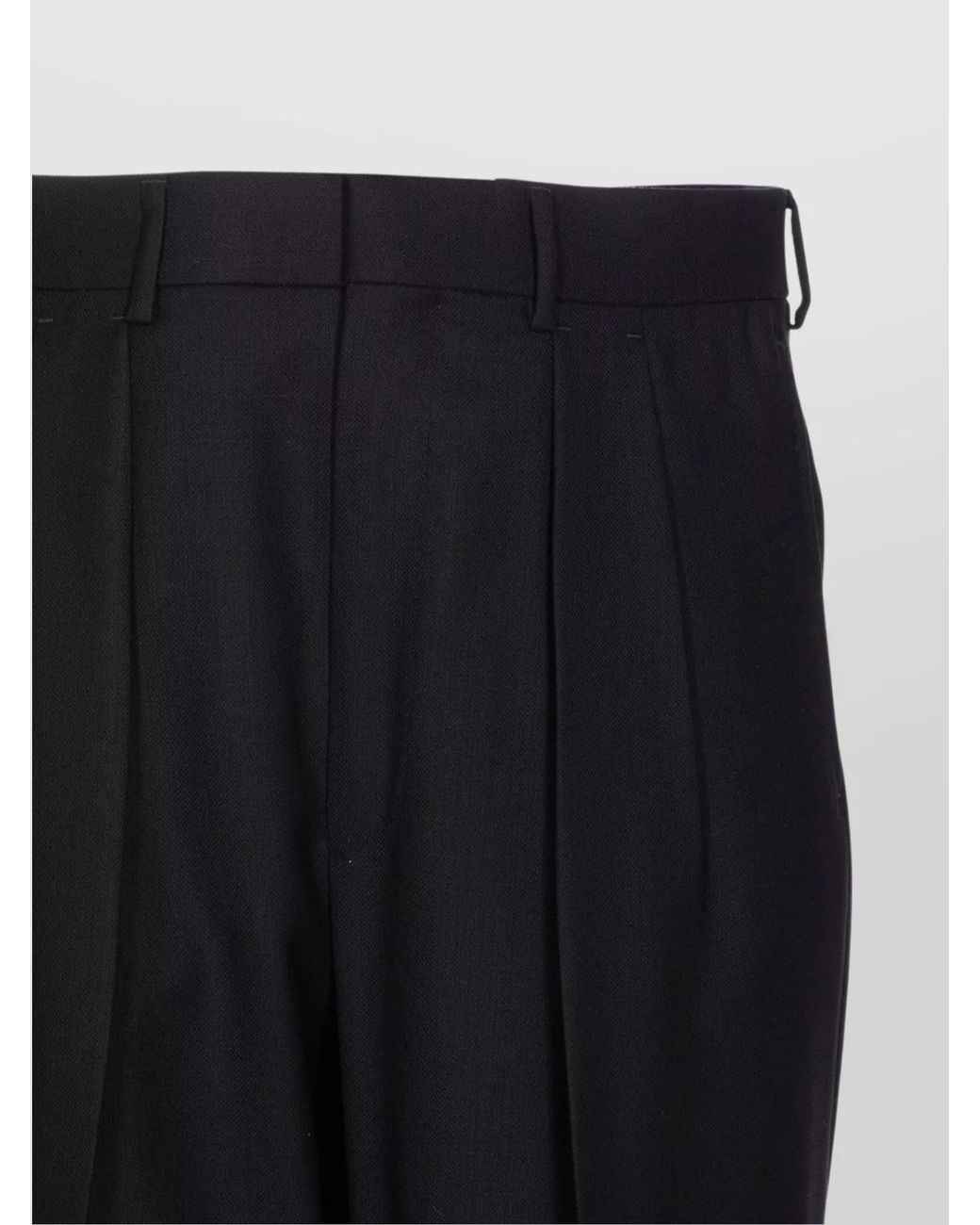 Tom Ford Blue Wool High-Rise Wide-Leg Pleated Tailored Trousers for men