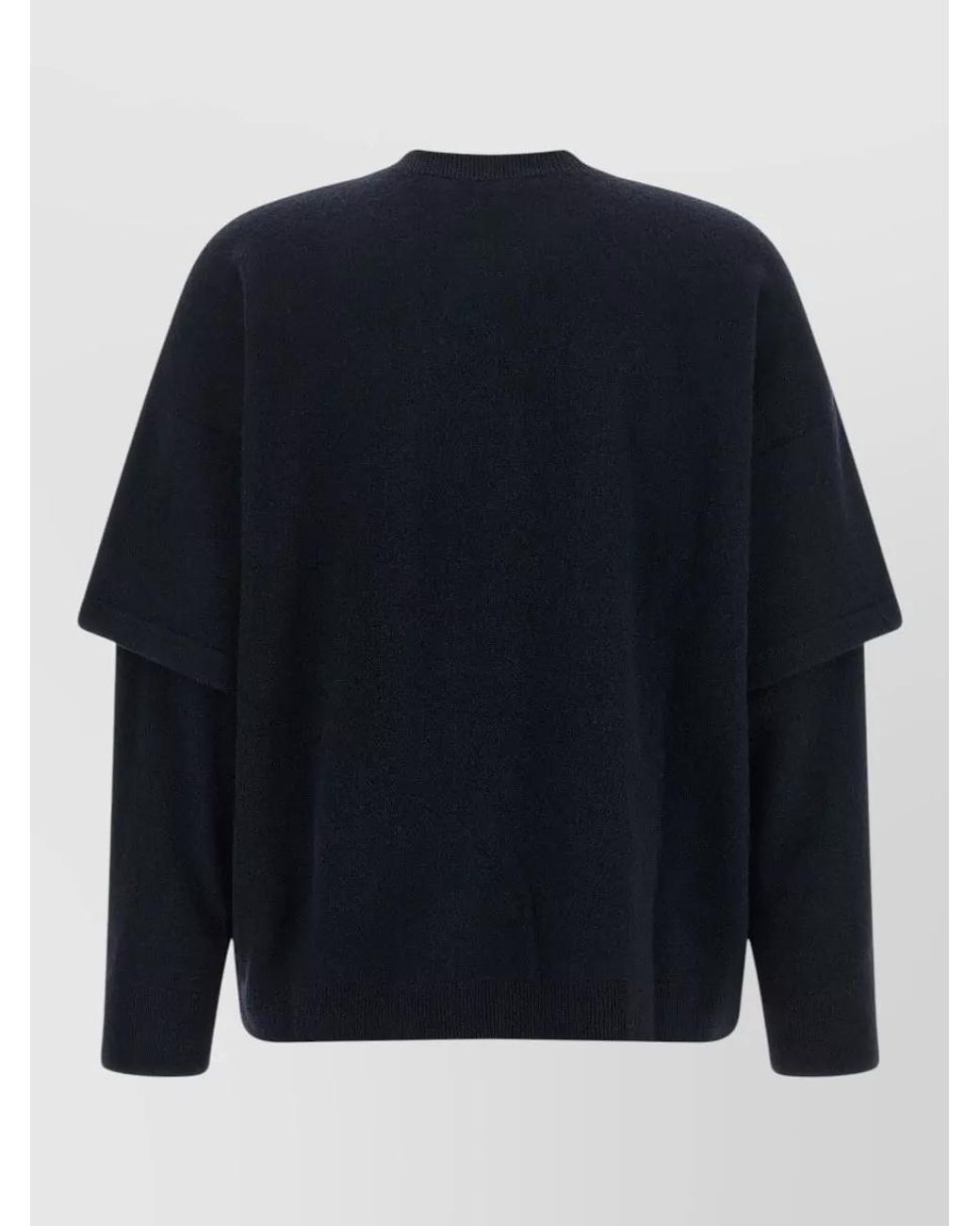 DARKPARK Blue Cashmere Wool Double-Sleeve Crew-Neck Sweater