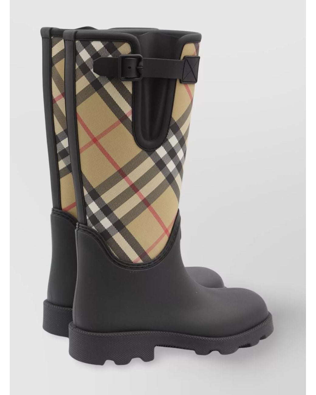 Burberry Black Printed Rubber High Rain Boots