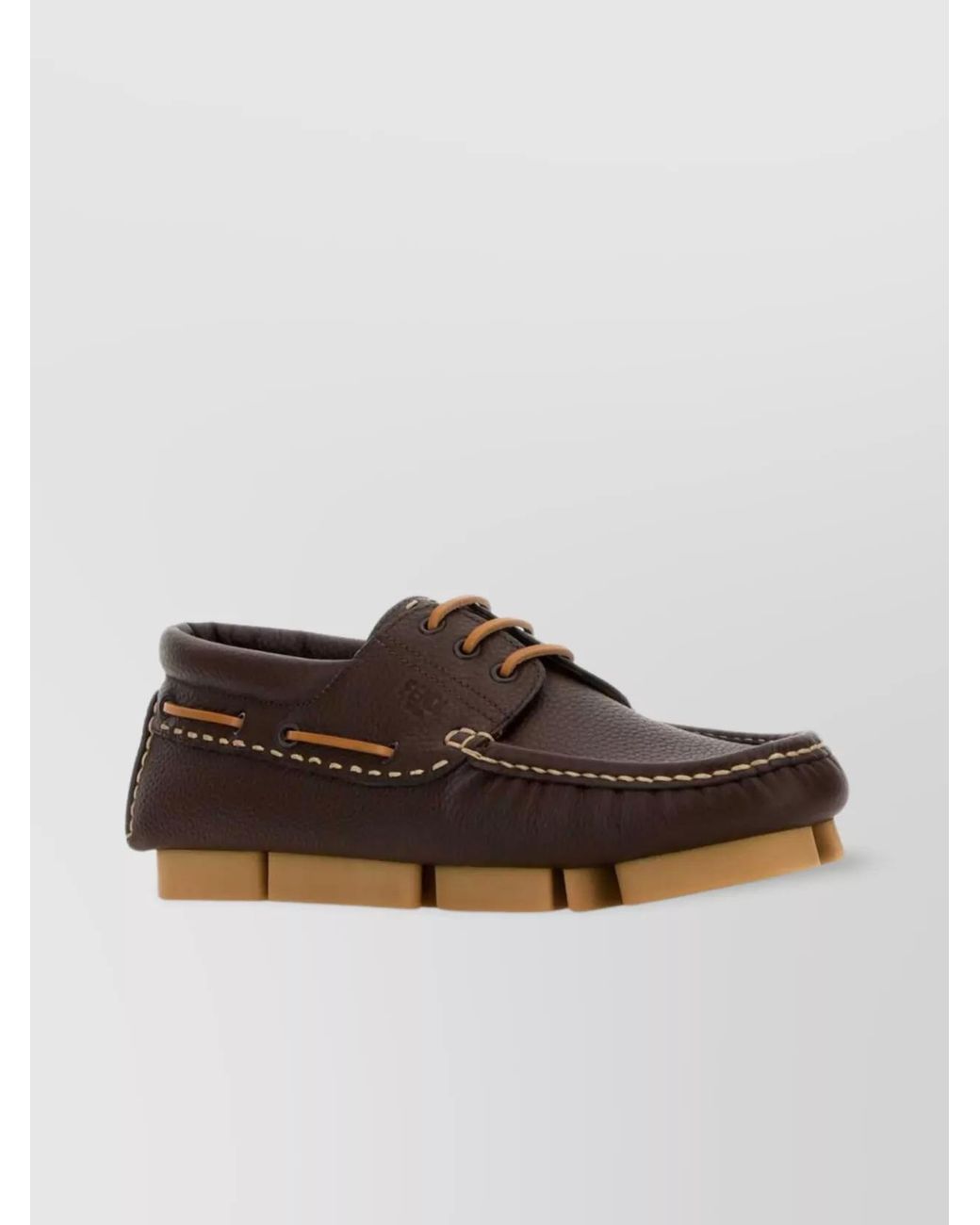 Fendi Brown Leather Deck Loafers for men