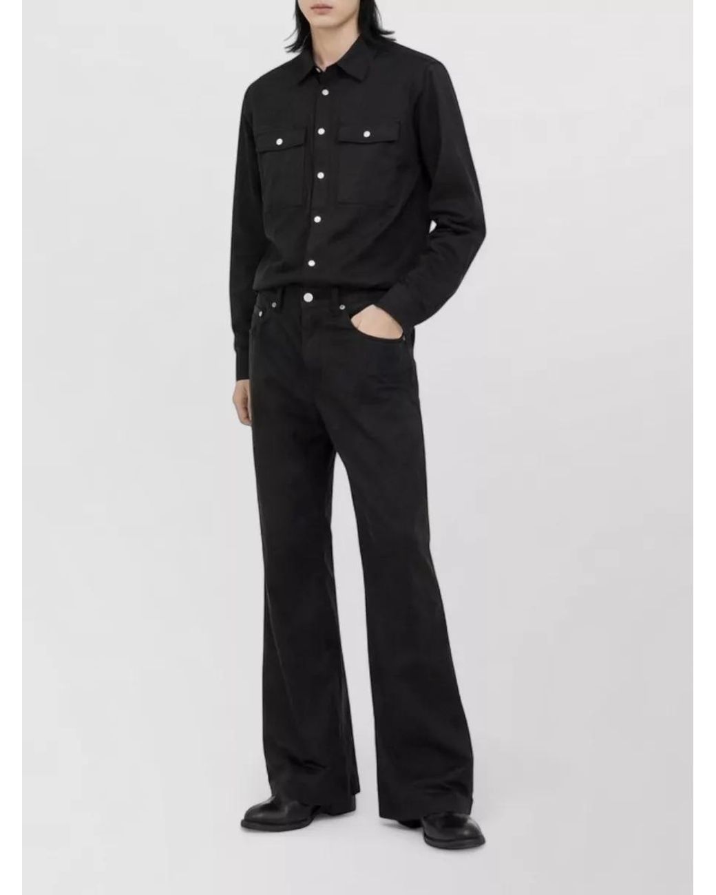 Rick Owens Black Cupro Bootcut Trousers for men