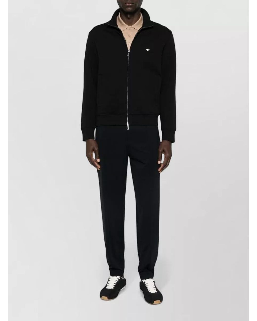 Emporio Armani Black Cotton-Blend Regular-Fit High-Neck Zip Sweatshirt for men