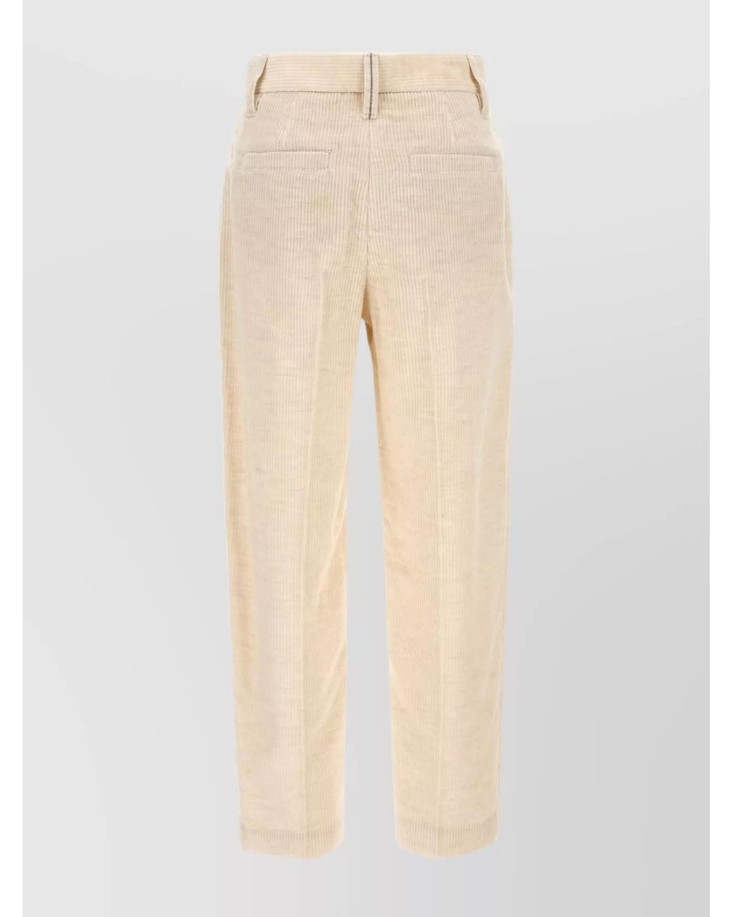 Brunello Cucinelli Natural Striped Regular-Fit Tailored Trousers