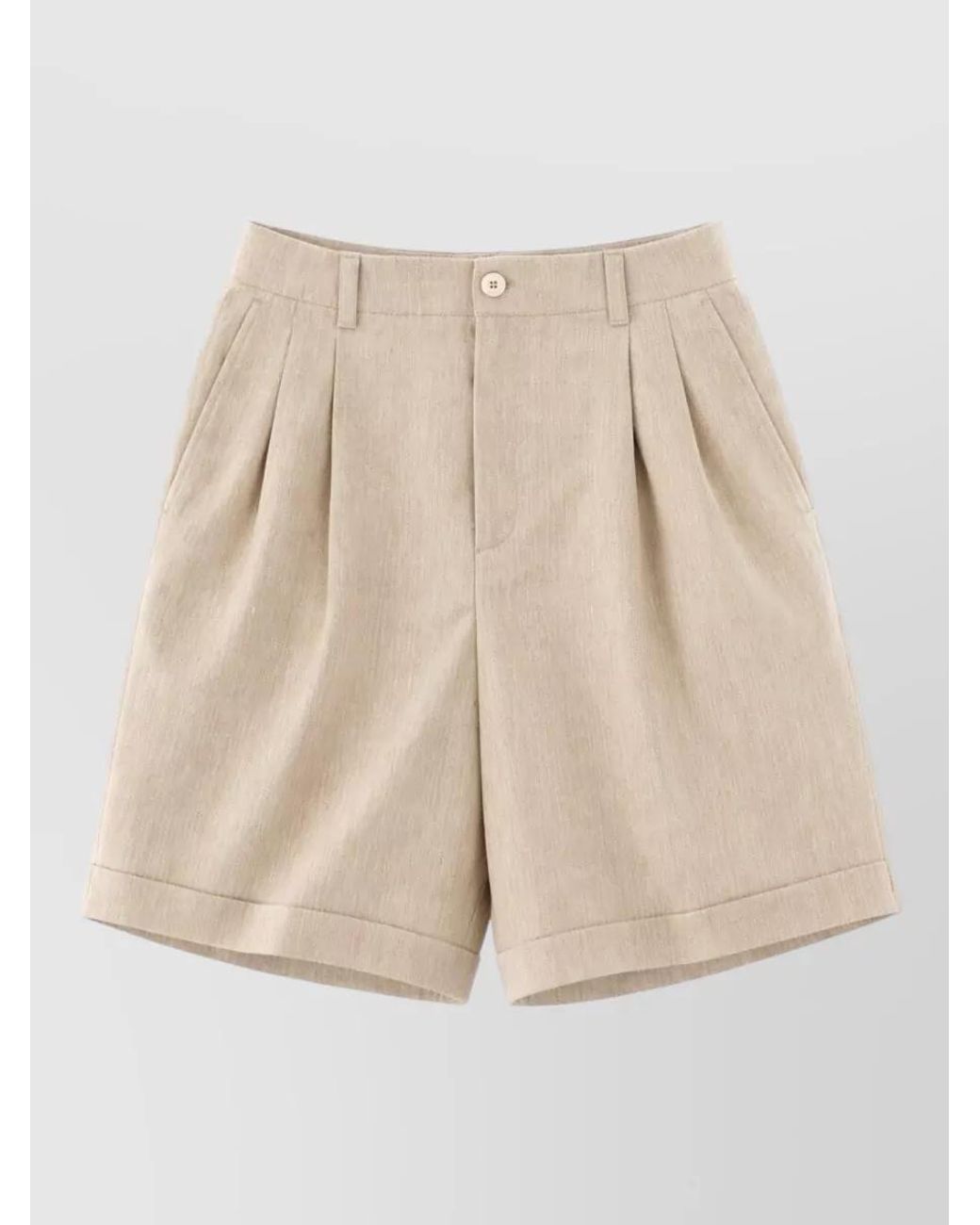 Jacquemus Natural Linen-Blend Pleated Bermuda Shorts for men