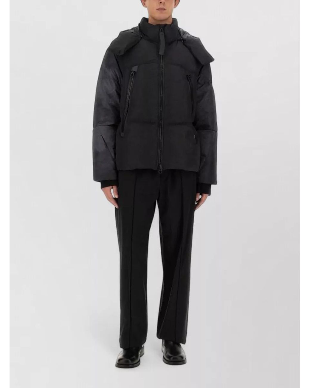 JG1 Black Oversized Padded Coat for men