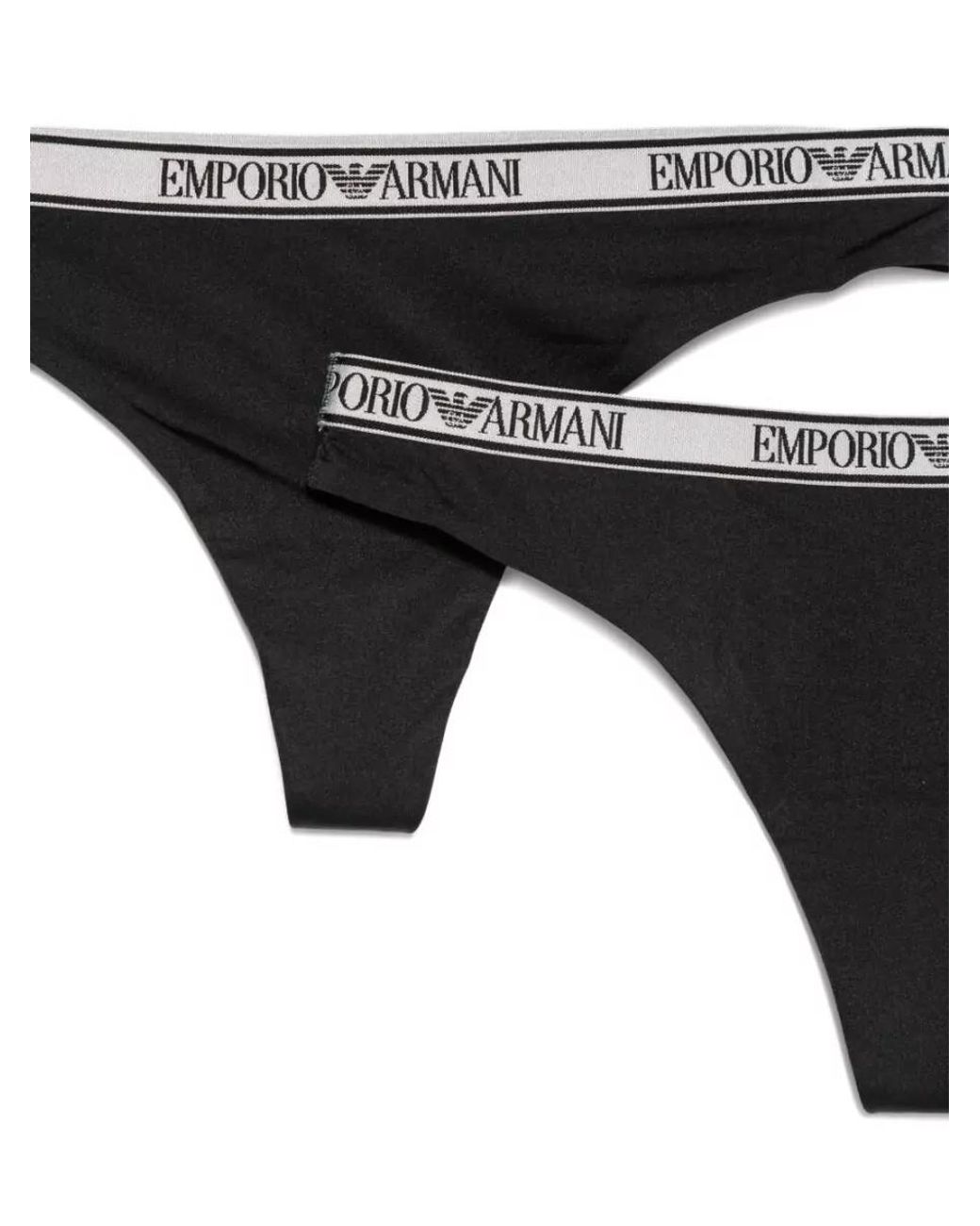 Emporio Armani Black Cotton High-Cut Thong Briefs