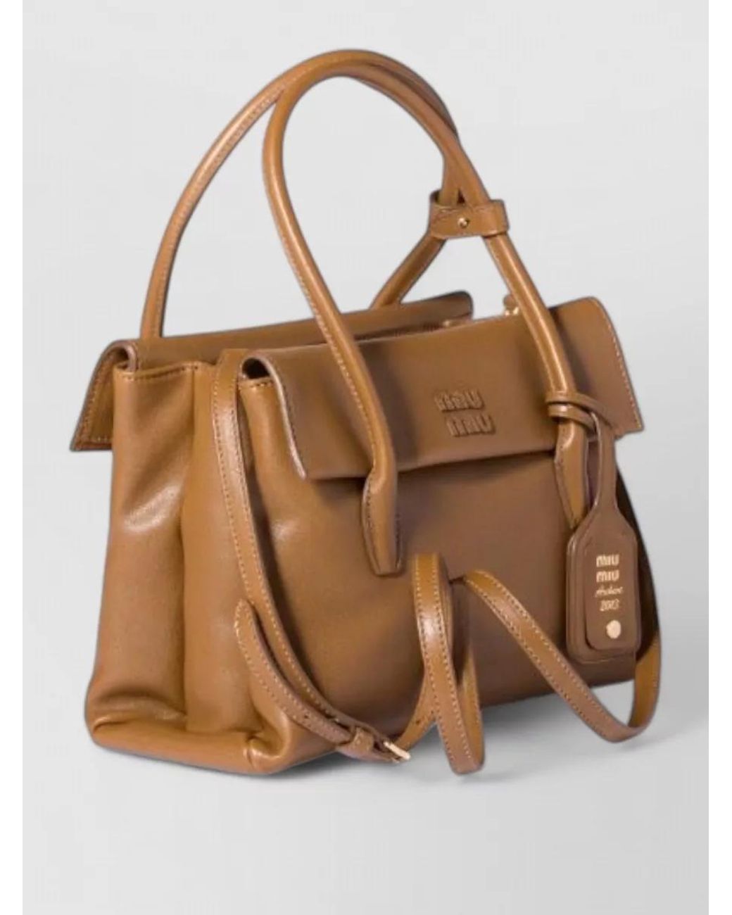 Miu Miu Brown Na Lamb Leather Tote Bag