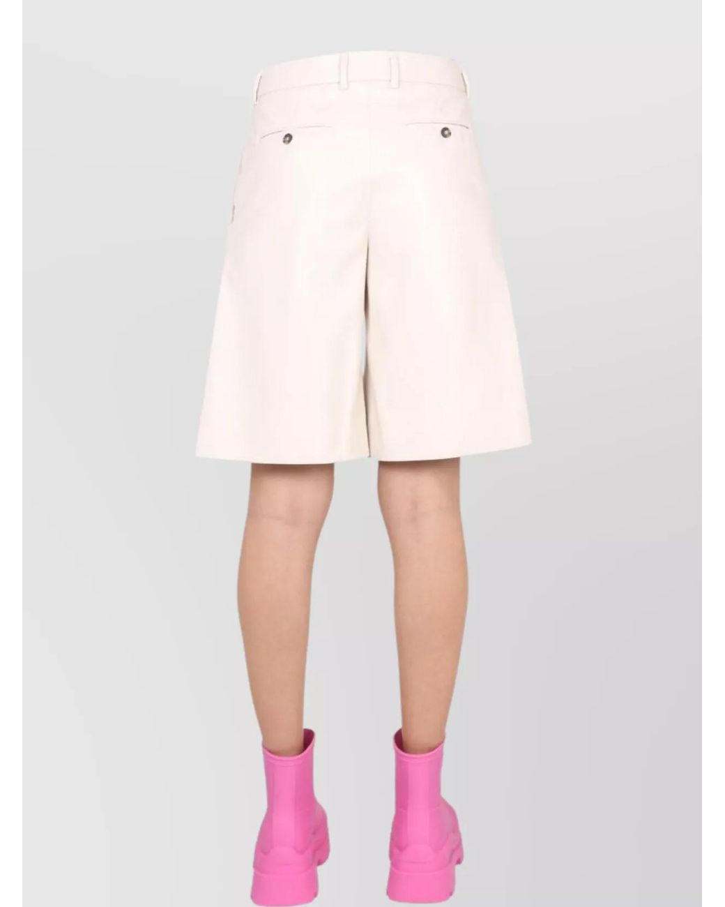 MSGM Pink Faux Leather Knee-Length Bermuda Shorts