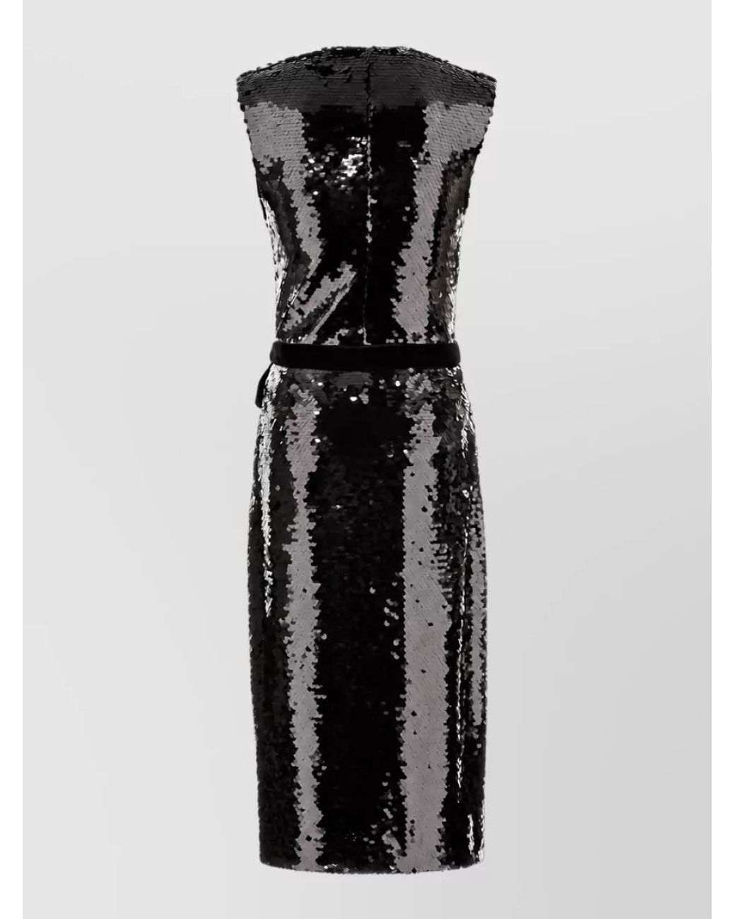 Alberta Ferretti Black Embellished Crepe Midi Dress
