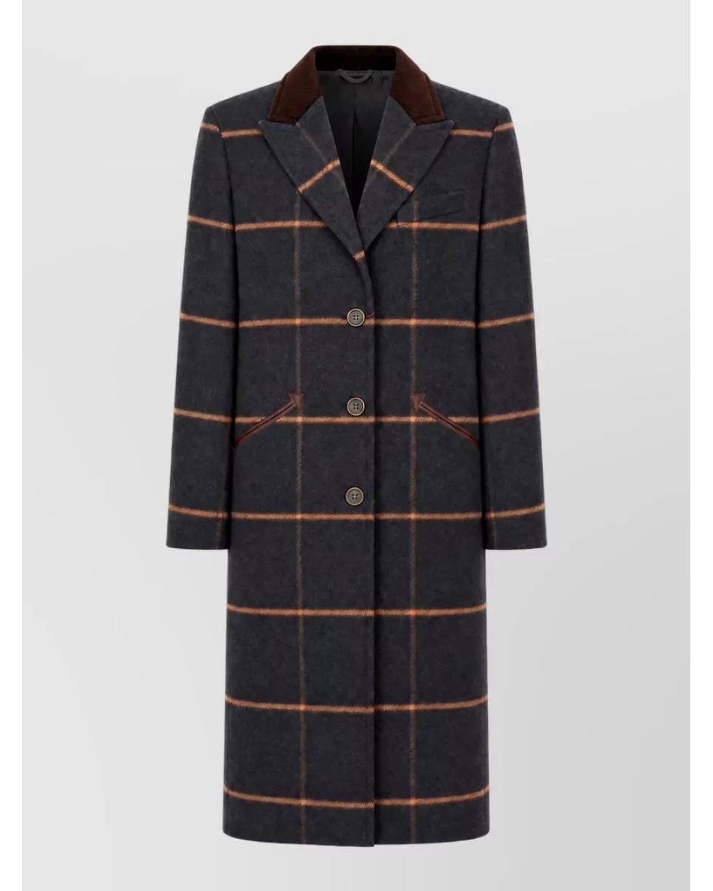 Fortela Black Wool Embroidered Coat
