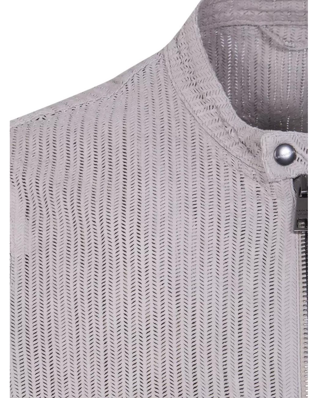 Giorgio Brato Gray Leather Biker Jacket for men