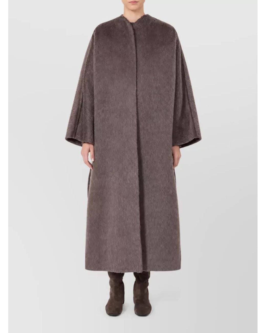 Max Mara Purple Camel Hair Mohair Oversized Double-Breasted Long Coat