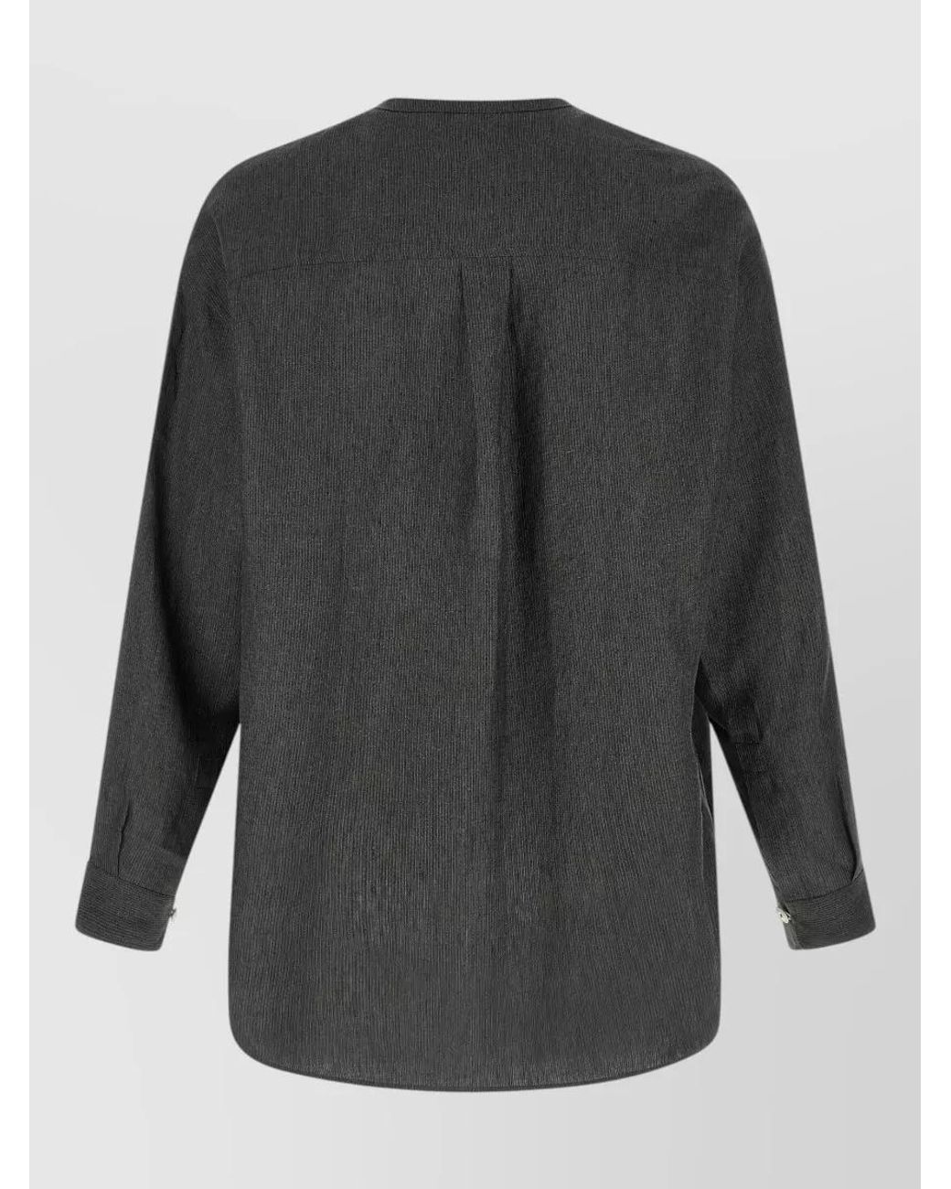 Jacquemus Black Linen Micro-Striped Long-Sleeve Shirt for men