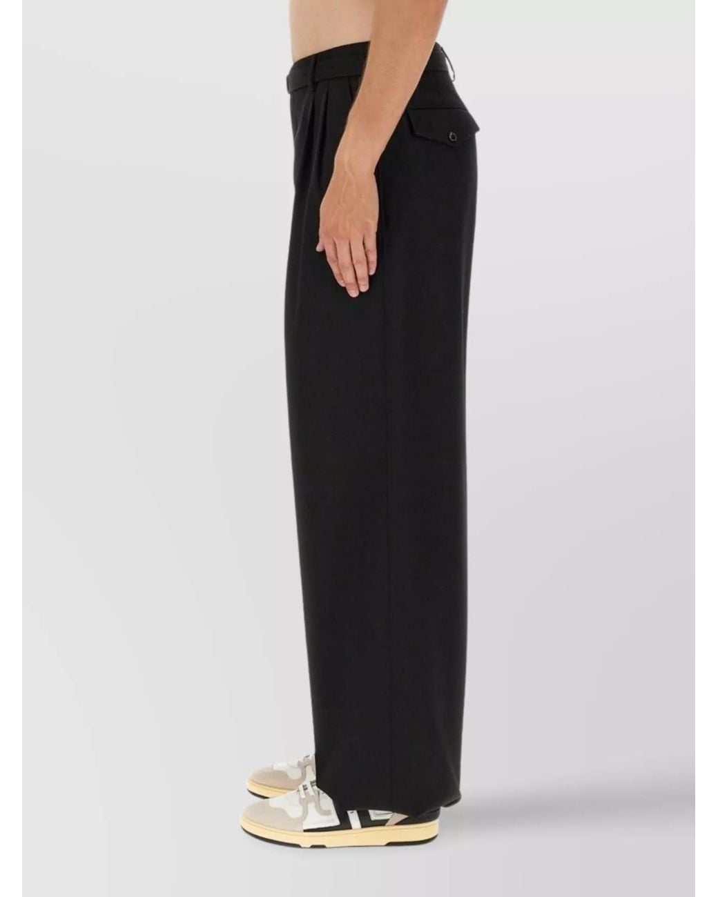 Lanvin Black Wool Wide-Leg Trousers for men
