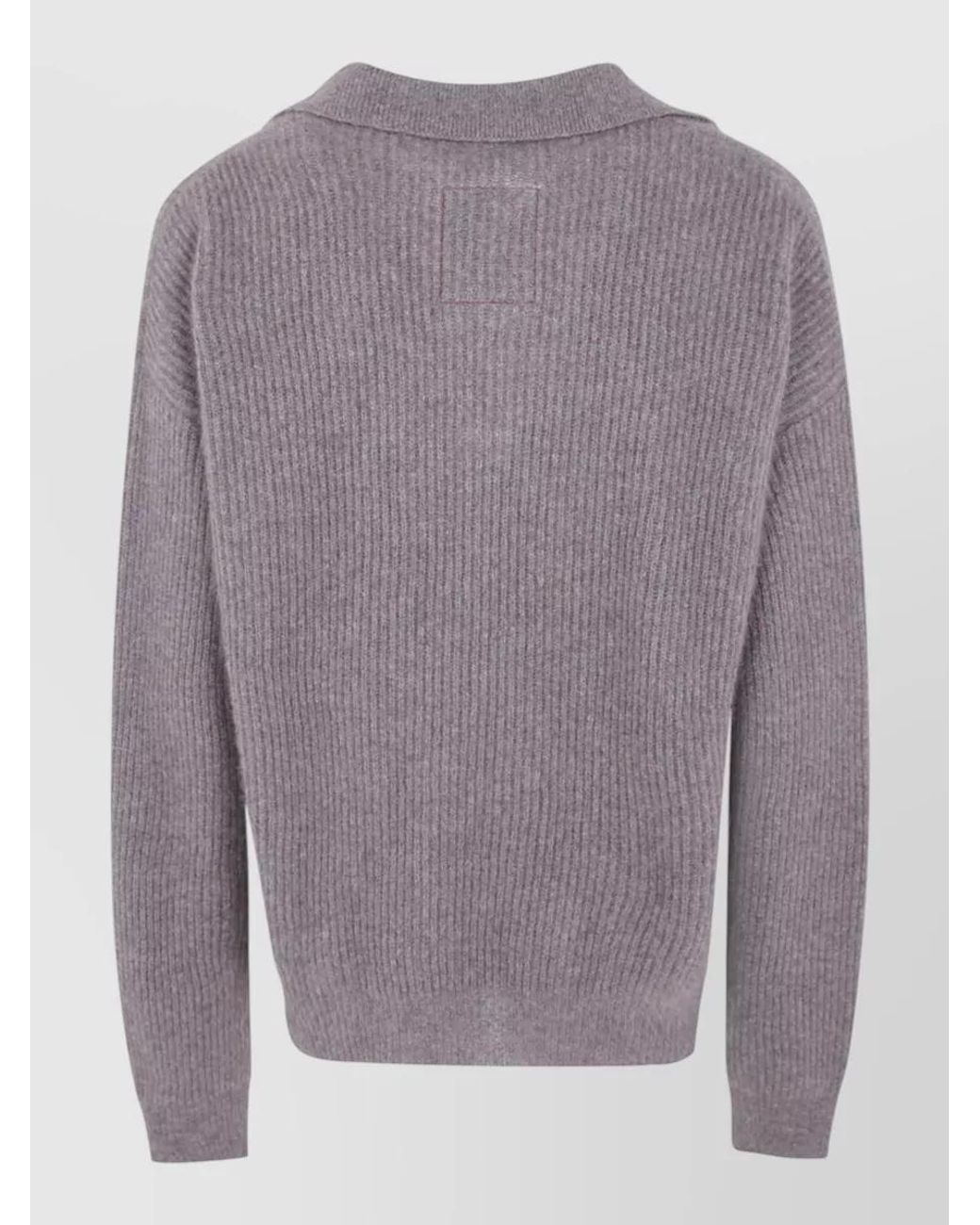 Uma Wang Gray Raccoon Wool Long Sleeve Polo Jumper for men