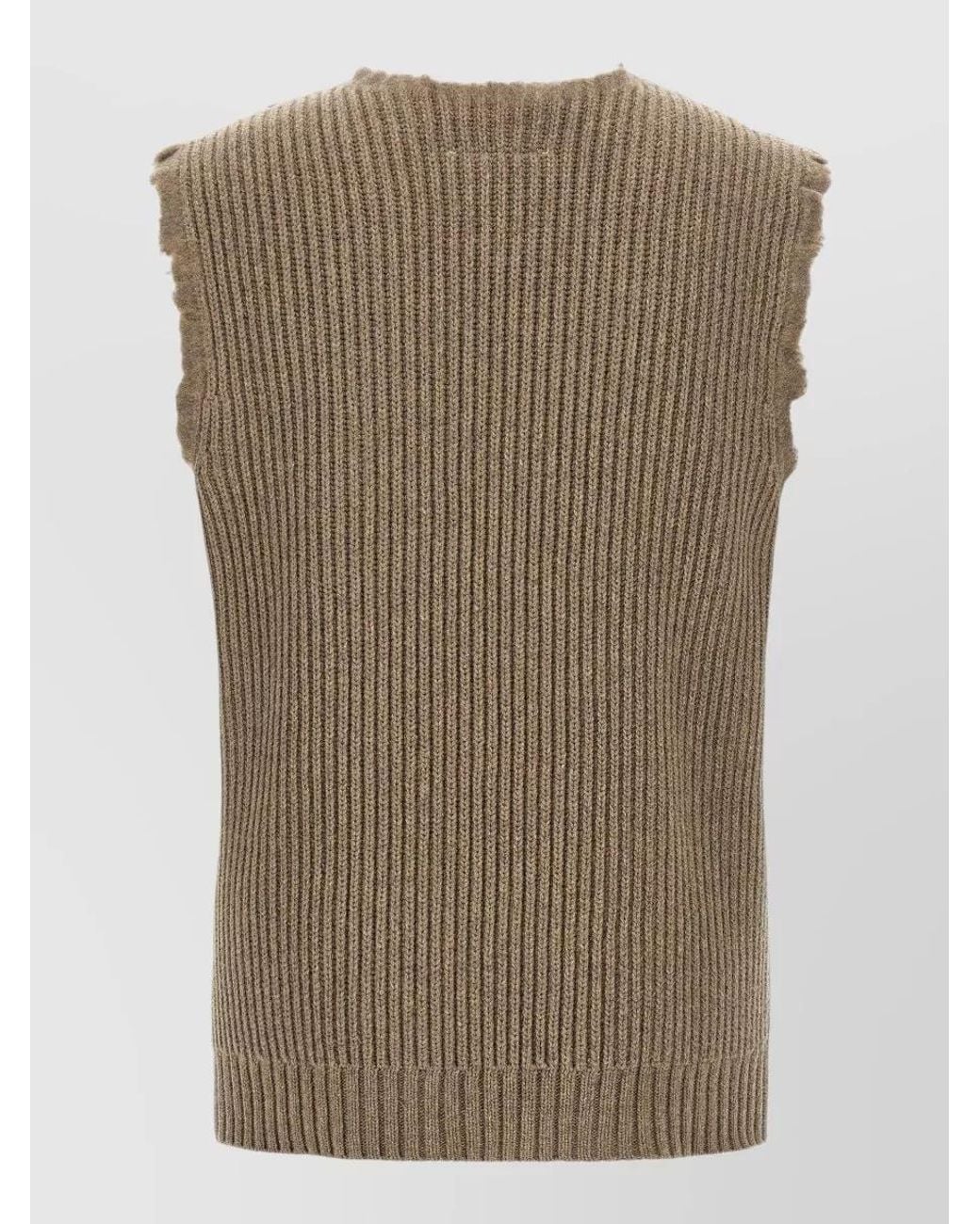 MM6 by Maison Margiela Natural Ribbed Wool Blend Vest for men