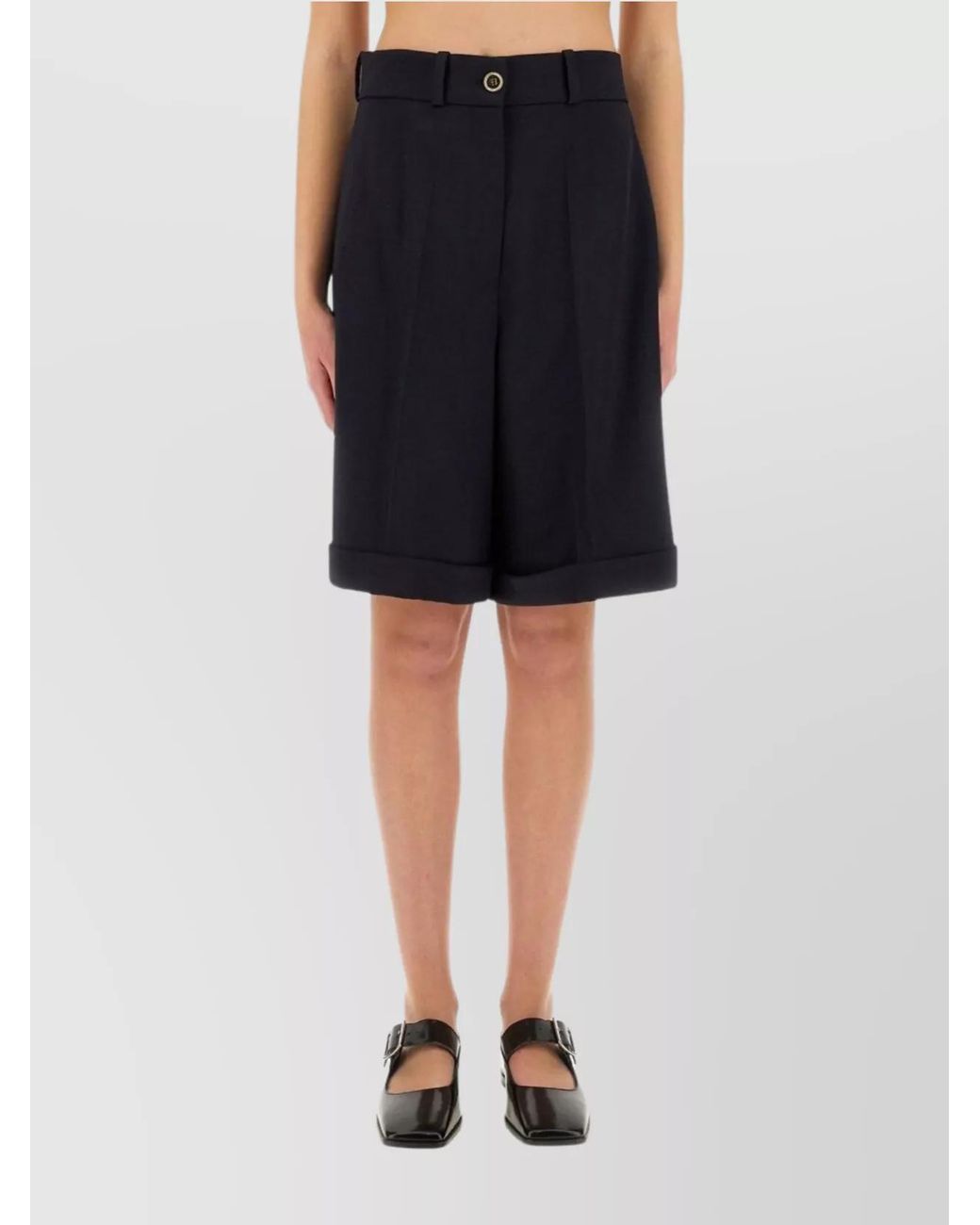 Patou Black Wool Knee-Length Bermuda Shorts