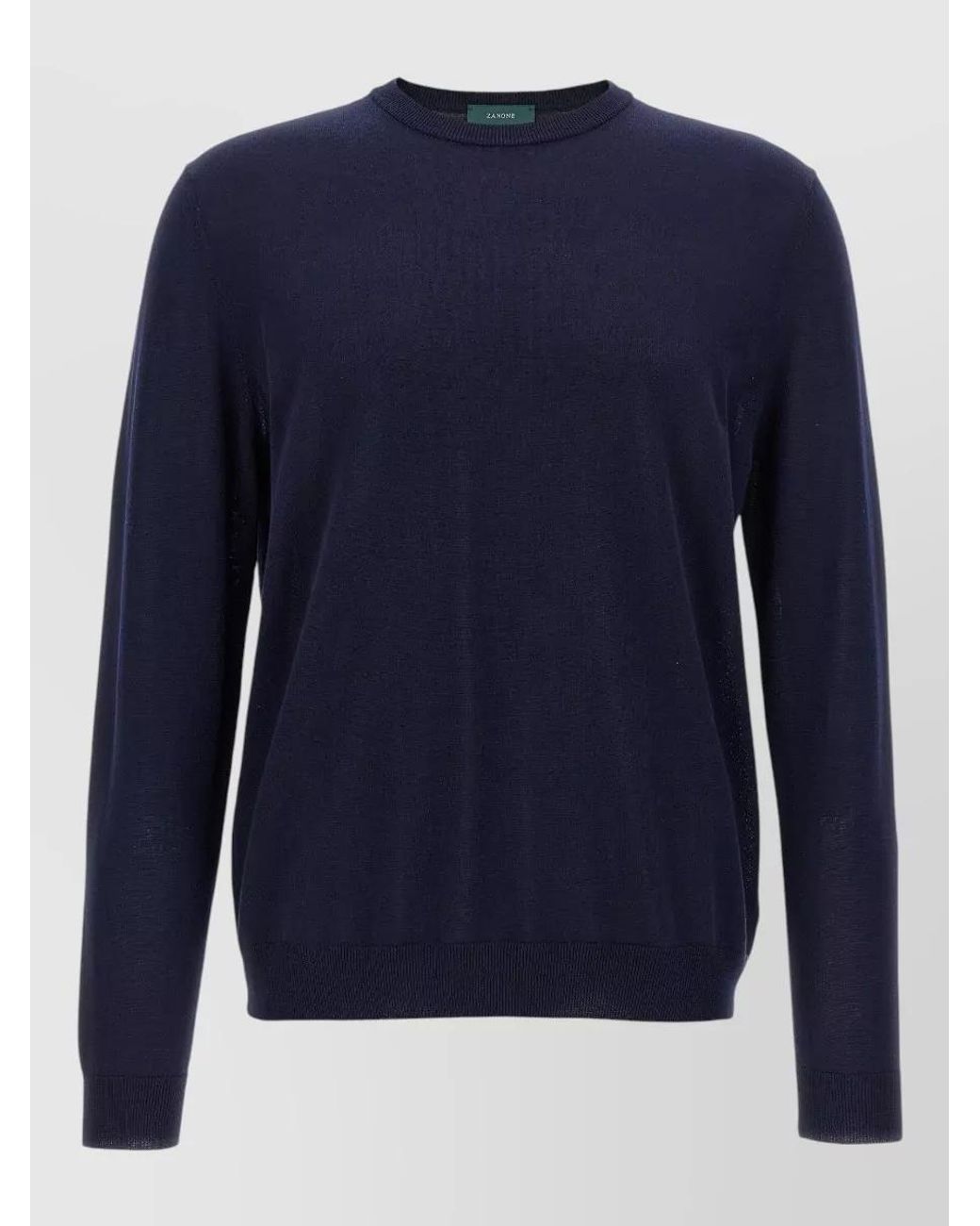 Zanone Blue Cotton Crew Neck Long Sleeve Jumper for men