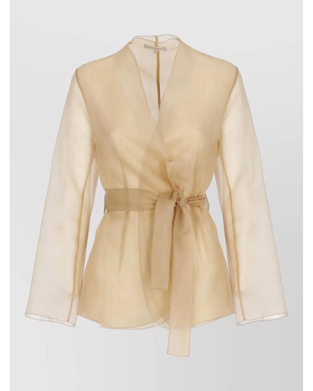 Antonelli Natural Silk Belted Long-Sleeve Blazer