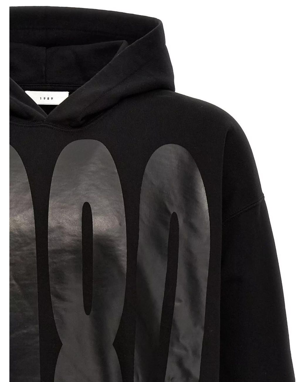 1989 STUDIO Black Cotton Logo Hoodie for men