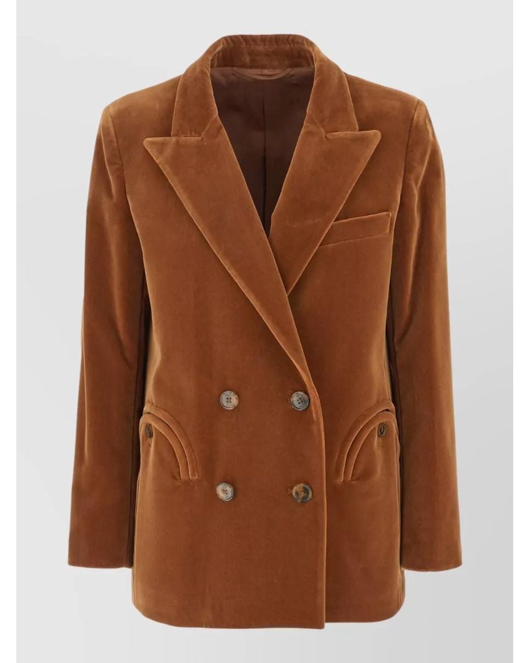 Blazé Milano Brown Velvet Oversized Double-Breasted Blazer