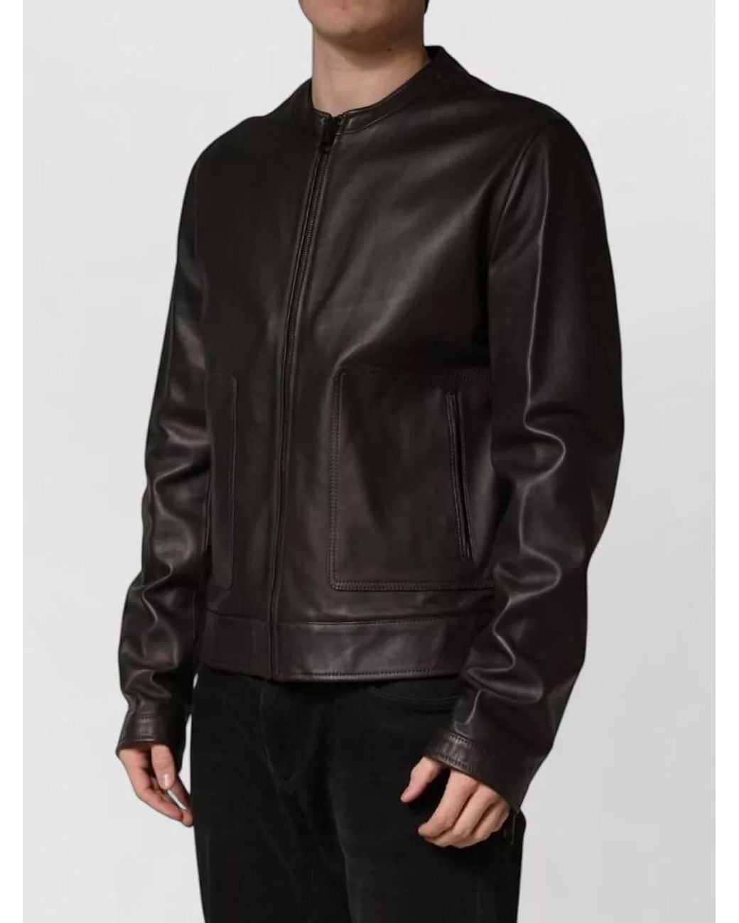 Dolce & Gabbana Black Leather Biker Jacket for men