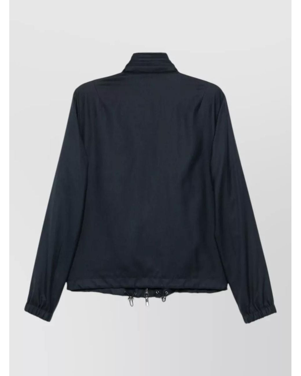 Giorgio Armani Blue Cashmere Silk High Neck Zip-Up Blouson Jacket for men