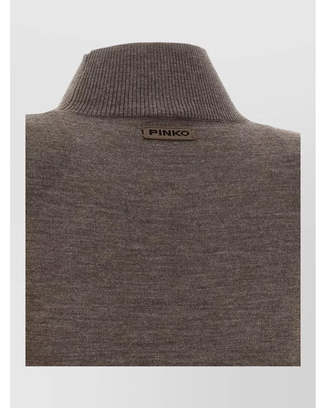 Pinko Brown Wool Ribbed Turtleneck Long-Sleeve Knitted Dress