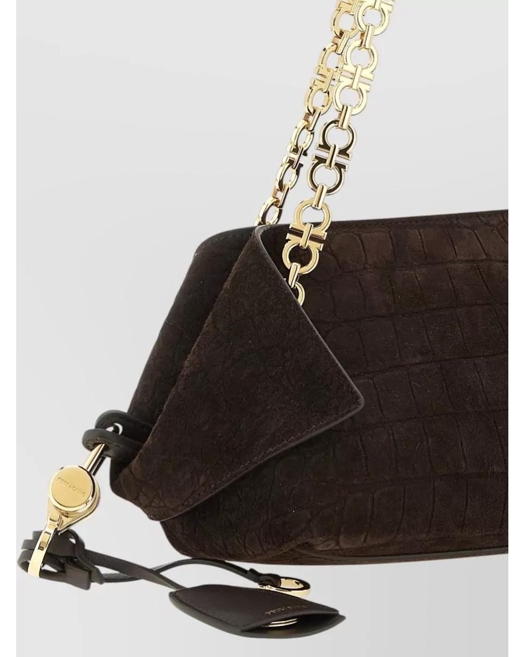 Ferragamo White Gancini Small Leather Clutch Bag