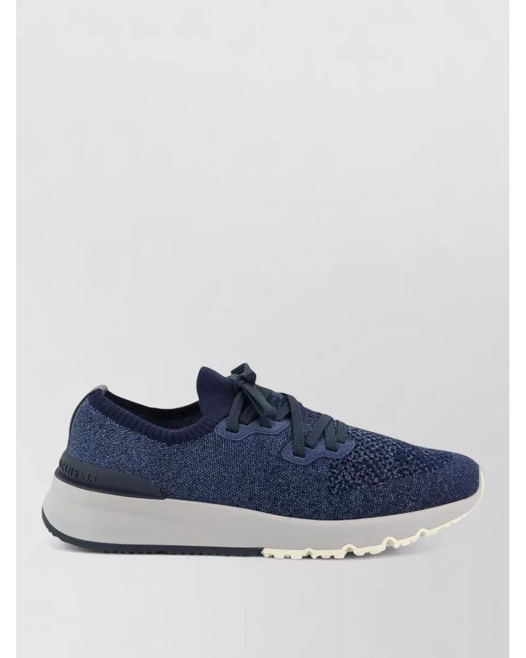 Brunello Cucinelli Blue Cotton Knit Low-Top Sneakers for men
