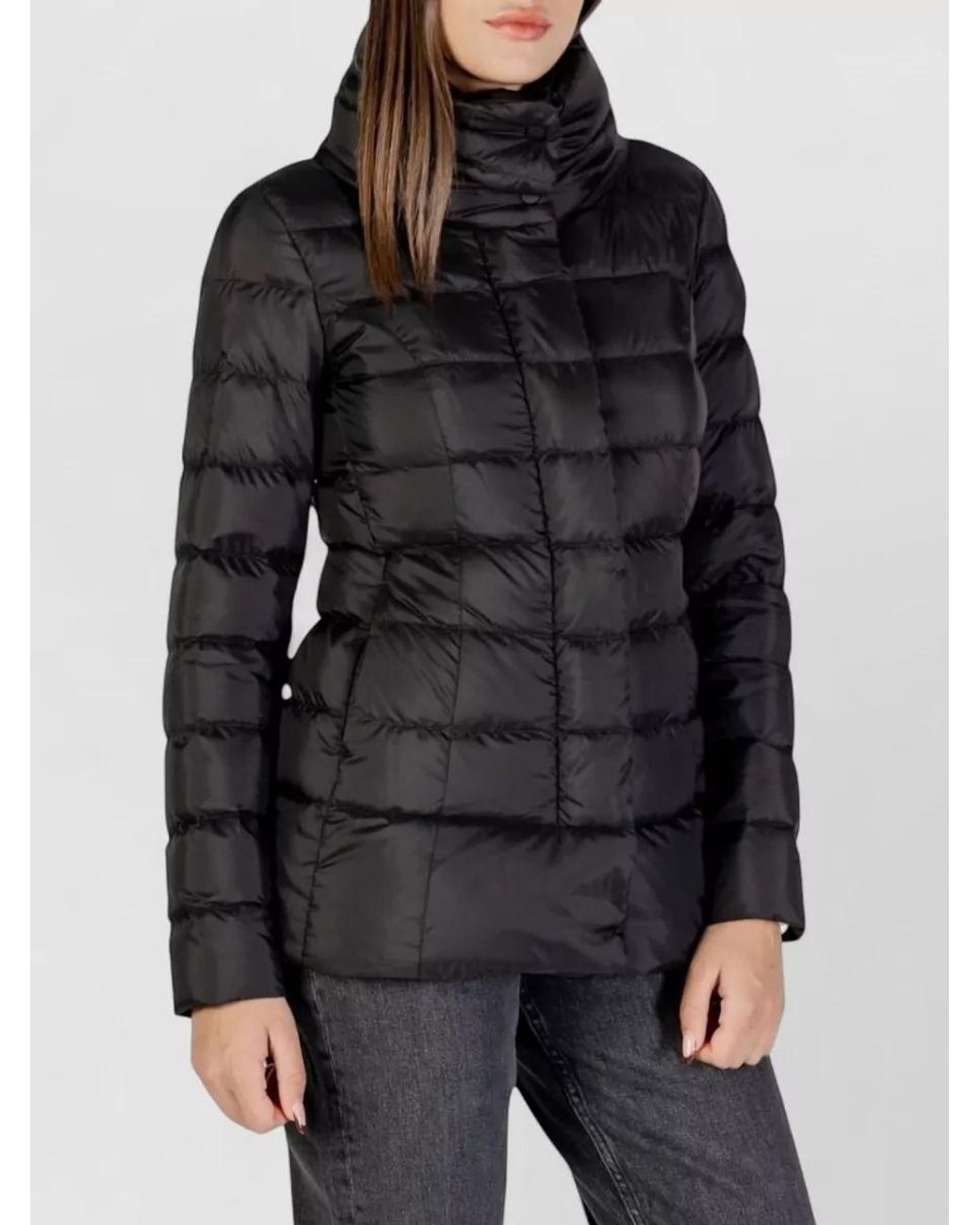 Peuterey Black Recycled Polyester Quilted Funnel-Neck Down Jacket