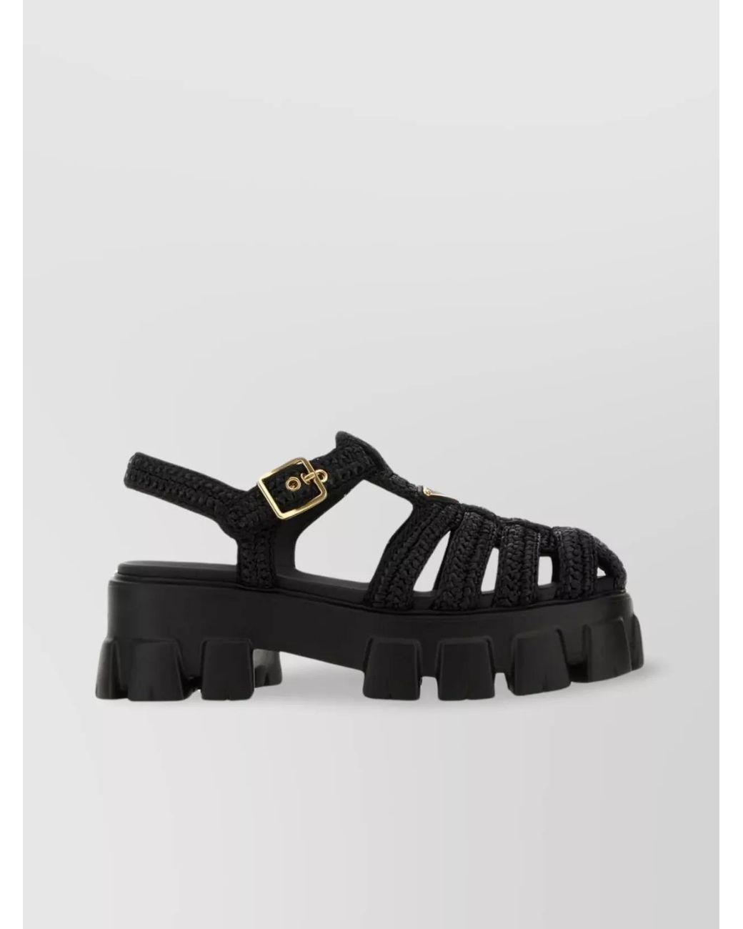 Prada Black Raffia Sandals