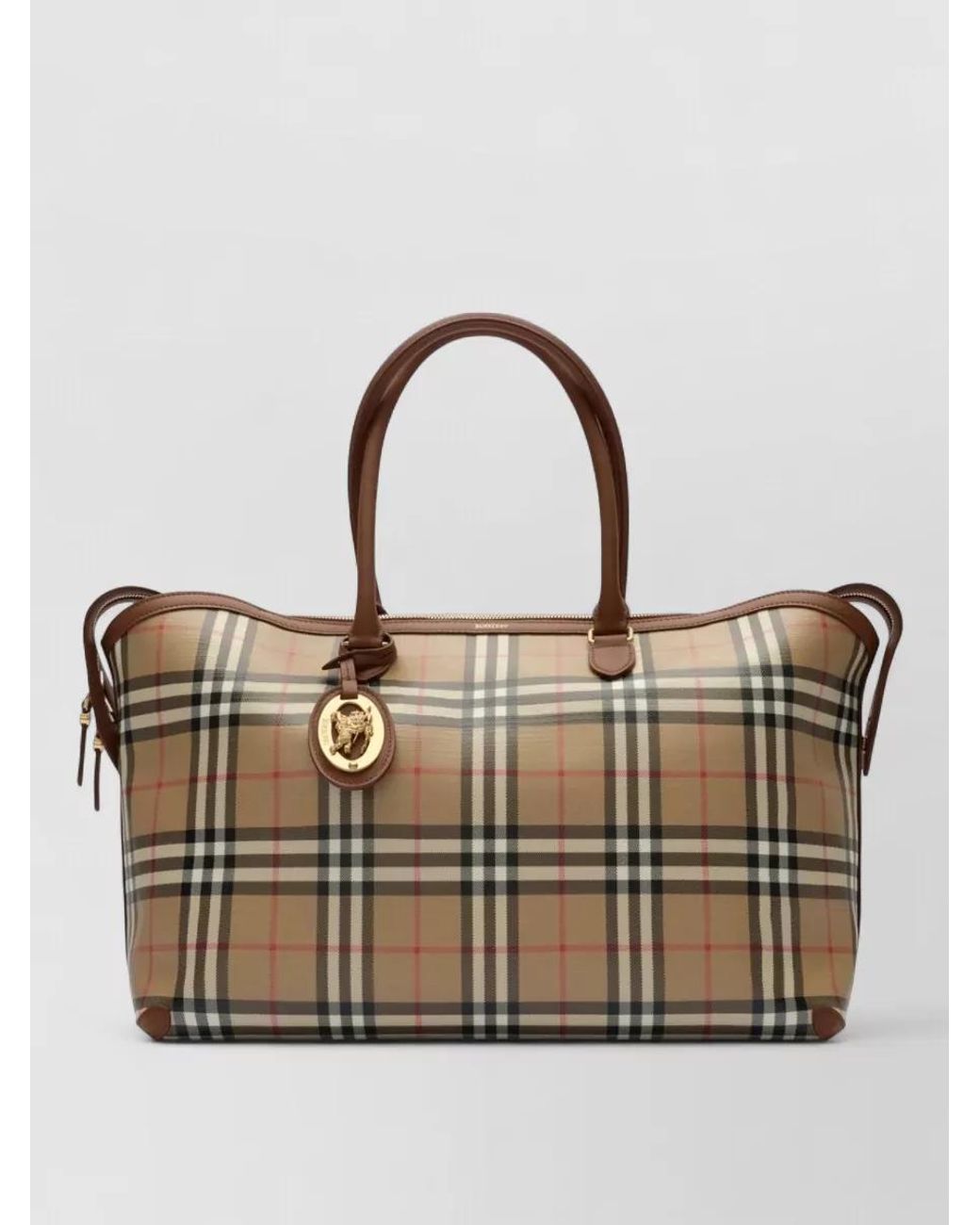 Burberry Metallic Check Medium Canvas Tote Bag
