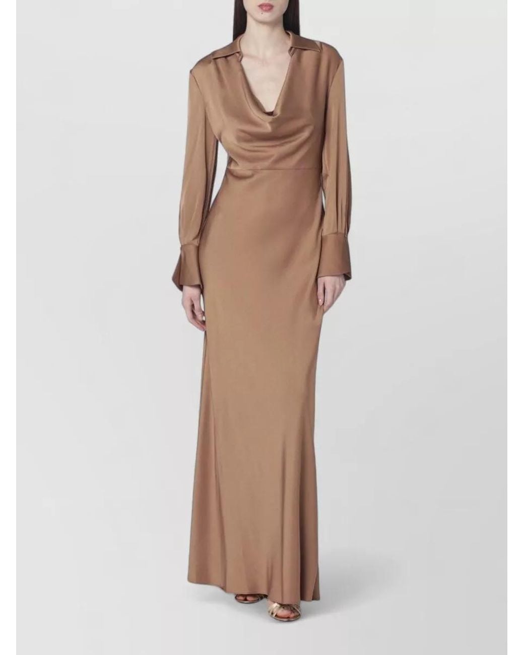 Jonathan Simkhai Natural Satin Draped Maxi Dress