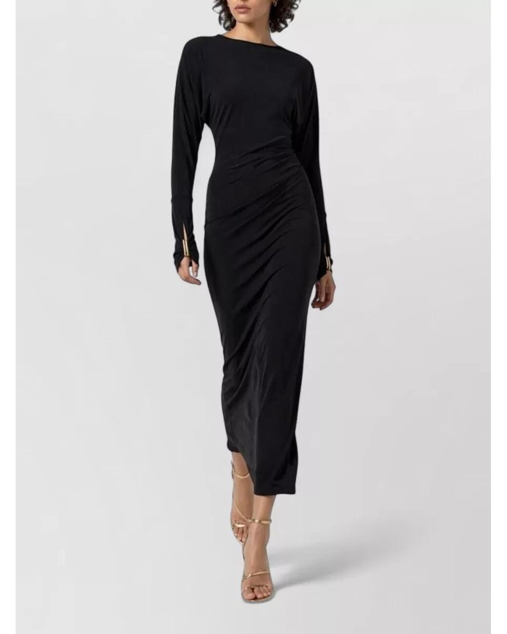 Max Mara Black Draped Maxi Dress