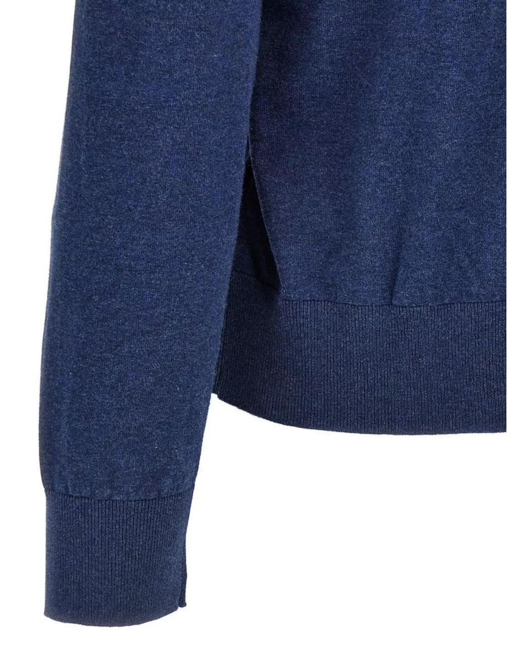 DSquared² Blue Ribbed Crewneck Sweater With Cuffs And Hem for men