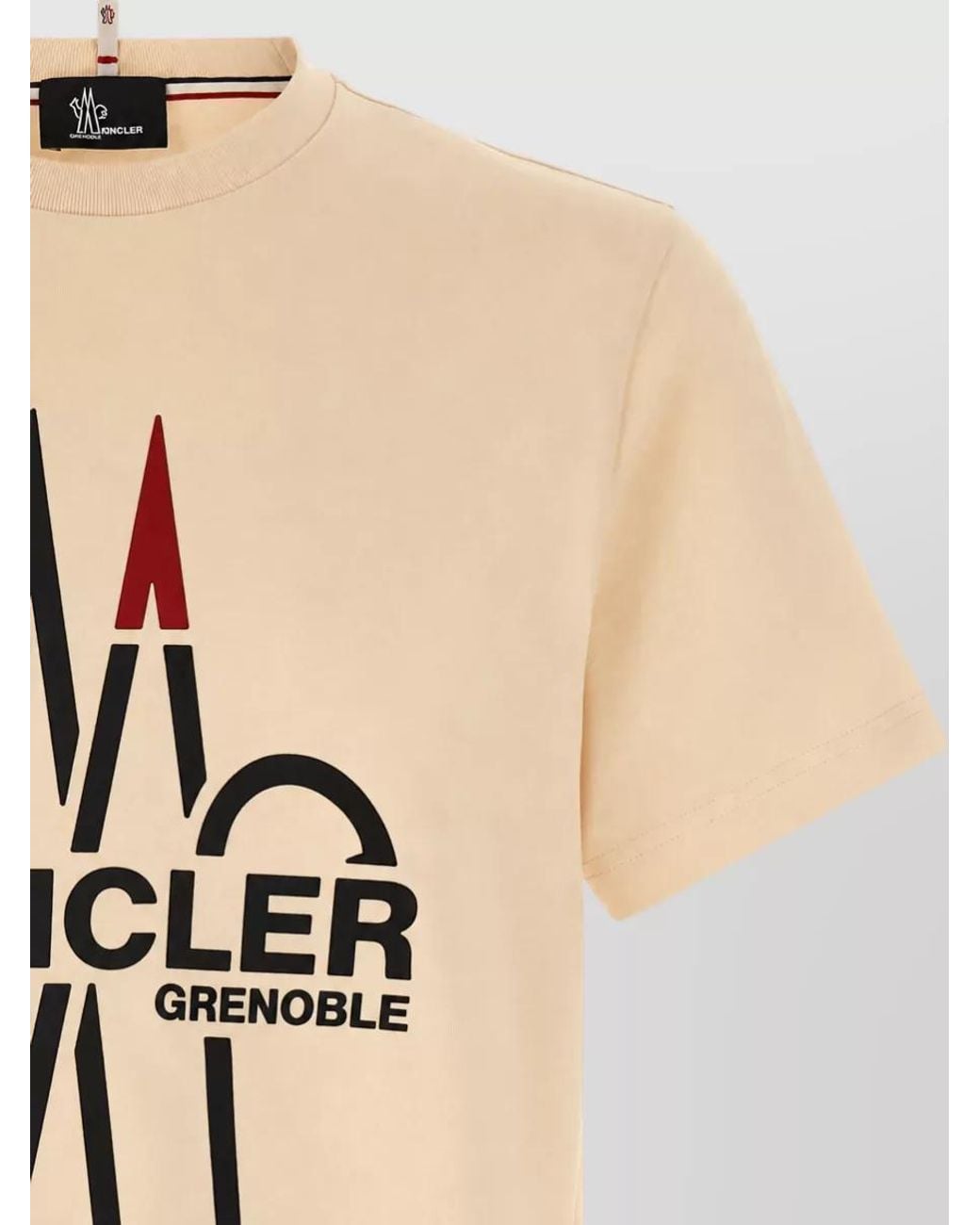 Moncler Natural Cotton Logo Print Short Sleeve T-Shirt for men